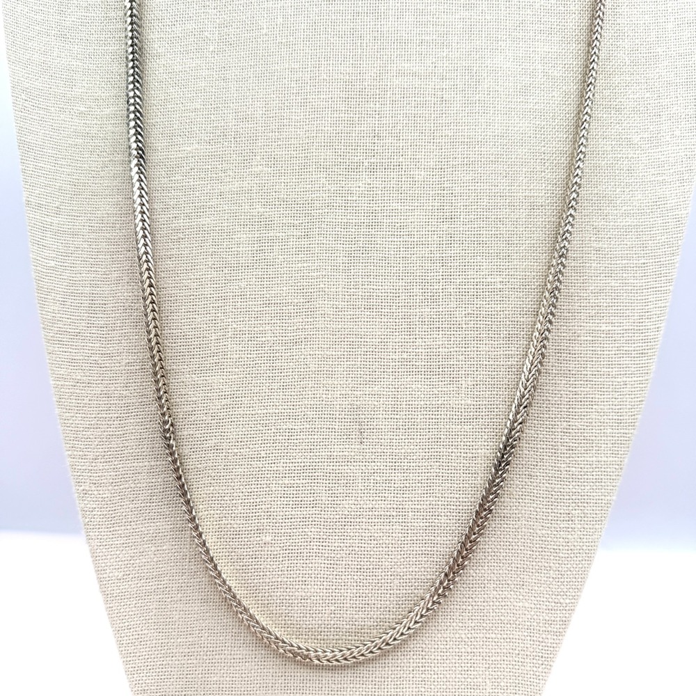 Anne Klein Vintage Silver Tone Franco Chain Necklace with Logo
